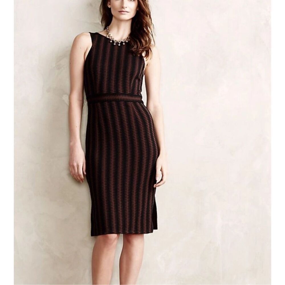 Anthropologie Maeve Meridian Vertical Zig Zag Stripe Sheath Dress size M